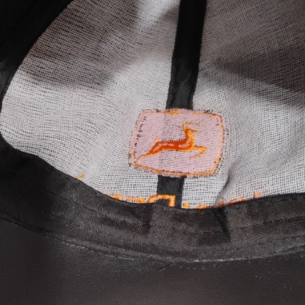 John Deere Black Faux Leather Hat with Orange Embroidery - Picture 12 of 12